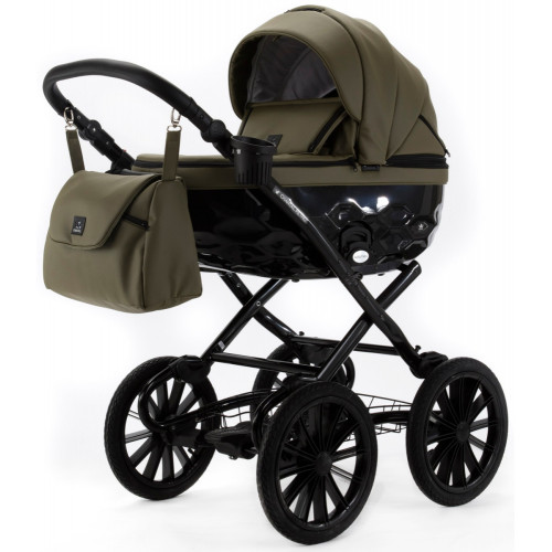 Детская коляска Adamex Chantal Retro Deluxe 2 в 1 C-SA21 (ХАКИ КОЖА)