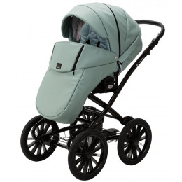 Детская коляска Adamex Chantal Retro Deluxe 3 в 1 C-SA20 (СЕРО-ЗЕЛЕНАЯ КОЖА)