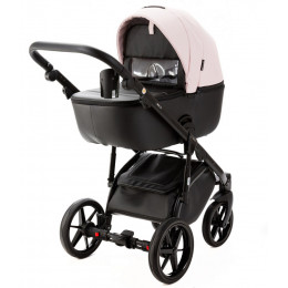 Детская коляска Adamex Nola Deluxe 3 в 1 N-SD102 (РОЗОВ.ПУДРА КОЖА + ЧЕРН.КОЖА)