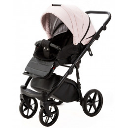 Детская коляска Adamex Nola Deluxe 3 в 1 N-SD102 (РОЗОВ.ПУДРА КОЖА + ЧЕРН.КОЖА)