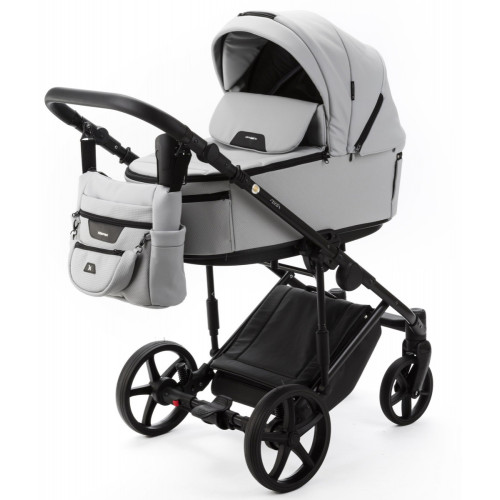Детская коляска Adamex Zico Deluxe New 3 в 1 ZN-SA03 СВЕТЛО-СЕРАЯ КОЖА