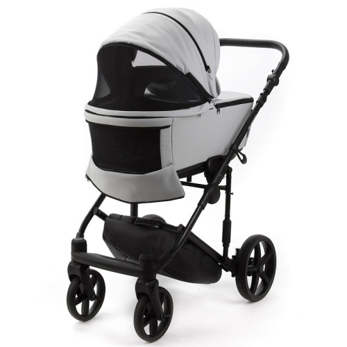 Детская коляска Adamex Zico Deluxe New 3 в 1 ZN-SA03 СВЕТЛО-СЕРАЯ КОЖА