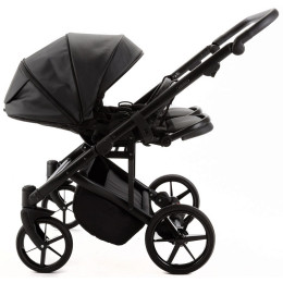 Детская коляска для двойни Adamex Leo Duo Deluxe 3 в 1 DUO-SA2 (ЧЕРНАЯ КОЖА)