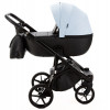 Детская коляска Adamex Nola Deluxe 2 в 1 N-SD112 (ГОЛУБАЯ КОЖА + ЧЕРН.КОЖА)