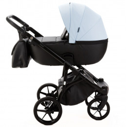 Детская коляска Adamex Nola Deluxe 2 в 1 N-SD112 (ГОЛУБАЯ КОЖА + ЧЕРН.КОЖА)
