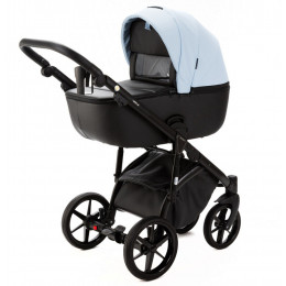 Детская коляска Adamex Nola Deluxe 2 в 1 N-SD112 (ГОЛУБАЯ КОЖА + ЧЕРН.КОЖА)