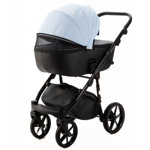 Детская коляска Adamex Nola Deluxe 2 в 1 N-SD112 (ГОЛУБАЯ КОЖА + ЧЕРН.КОЖА)