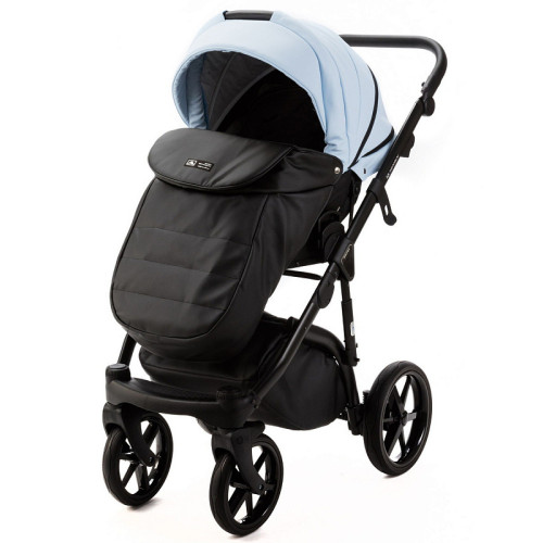 Детская коляска Adamex Nola Deluxe 2 в 1 N-SD112 (ГОЛУБАЯ КОЖА + ЧЕРН.КОЖА)