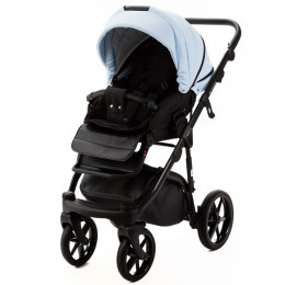 Детская коляска Adamex Nola Deluxe 2 в 1 N-SD112 (ГОЛУБАЯ КОЖА + ЧЕРН.КОЖА)