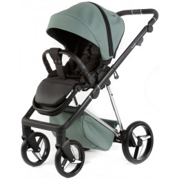 Детская коляска Adamex Quantum Superstar Deluxe 3 в 1 Q-STAR150-K (СЕРО-ЗЕЛЕН.КОЖА+СЕРО-ЗЕЛЕН.ДНО+ХРОМ.РАМА)