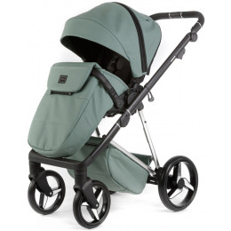 Детская коляска Adamex Quantum Superstar Deluxe 3 в 1 Q-STAR150-K (СЕРО-ЗЕЛЕН.КОЖА+СЕРО-ЗЕЛЕН.ДНО+ХРОМ.РАМА)