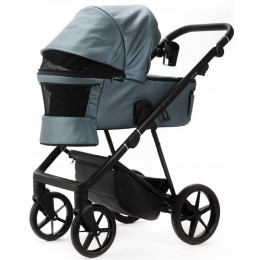 Детская коляска Adamex Vasco Deluxe 2 в 1 V-SM18 (ГОЛУБОЙ МЕТАЛИК КОЖА)