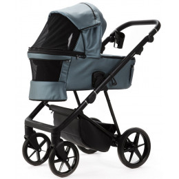 Детская коляска Adamex Vasco Deluxe 2 в 1 V-SM18 (ГОЛУБОЙ МЕТАЛИК КОЖА)