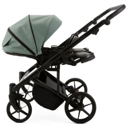 Детская коляска для двойни Adamex Leo Duo Deluxe 3 в 1 DUO-SA20 (СЕРО-ЗЕЛЁНАЯ КОЖА)