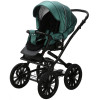 Детская коляска Adamex Chantal Retro Deluxe 2 в 1 C105A (ИЗУМРДНАЯ 100% КОЖА-ХРОМ МОЛНИИ)