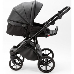 Детская коляска Adamex Nola Deluxe 3 в 1 N-SA02 (ЧЕРНАЯ КОЖА)