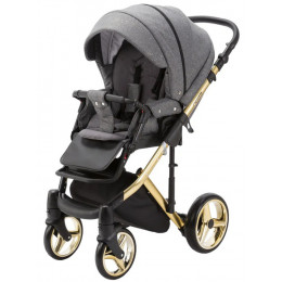 Детская коляска Adamex Quantum Star 3 в 1 Q-STAR1 (ГРАФИТ+ЗОЛОТЫЕ БЛЕСТКИ+ЗОЛОТО РАМА)