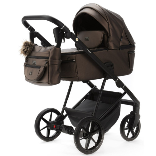 Детская коляска Adamex Vasco Deluxe 3 в 1 V-SM16 (БЕЖ МЕТАЛИК КОЖА)
