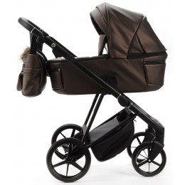 Детская коляска Adamex Vasco Deluxe 3 в 1 V-SM16 (БЕЖ МЕТАЛИК КОЖА)