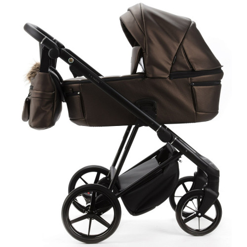 Детская коляска Adamex Vasco Deluxe 3 в 1 V-SM16 (БЕЖ МЕТАЛИК КОЖА)