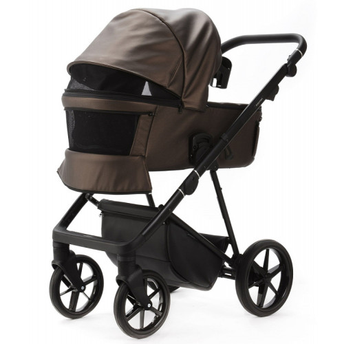 Детская коляска Adamex Vasco Deluxe 3 в 1 V-SM16 (БЕЖ МЕТАЛИК КОЖА)