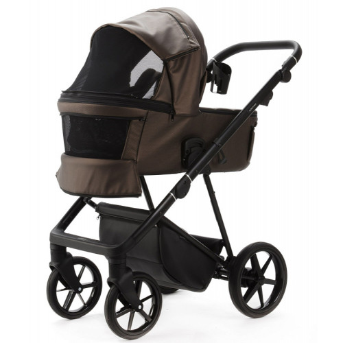 Детская коляска Adamex Vasco Deluxe 3 в 1 V-SM16 (БЕЖ МЕТАЛИК КОЖА)