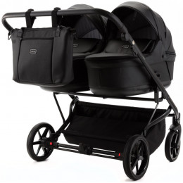 Детская коляска для двойни Adamex Leo Duo Deluxe 2 в 1 DUO-SA2 (ЧЕРНАЯ КОЖА)