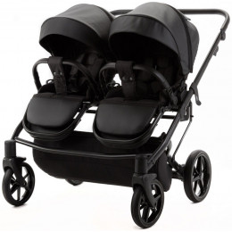 Детская коляска для двойни Adamex Leo Duo Deluxe 2 в 1 DUO-SA2 (ЧЕРНАЯ КОЖА)
