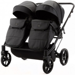 Детская коляска для двойни Adamex Leo Duo Deluxe 2 в 1 DUO-SA2 (ЧЕРНАЯ КОЖА)