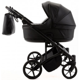 Детская коляска для двойни Adamex Leo Duo Deluxe 2 в 1 DUO-SA2 (ЧЕРНАЯ КОЖА)