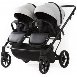 Детская коляска для двойни Adamex Leo Duo Deluxe 3 в 1 DUO-SA3 (СВ.СЕРАЯ КОЖА)