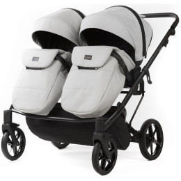 Детская коляска для двойни Adamex Leo Duo Deluxe 3 в 1 DUO-SA3 (СВ.СЕРАЯ КОЖА)