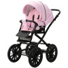 Детская коляска Adamex Chantal Retro Deluxe 2 в 1 C132B (РОЗОВ.ЗЕФИР 100% КОЖА-ЗОЛОТО.МОЛНИИ)