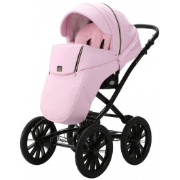 Детская коляска Adamex Chantal Retro Deluxe 2 в 1 C132B (РОЗОВ.ЗЕФИР 100% КОЖА-ЗОЛОТО.МОЛНИИ)