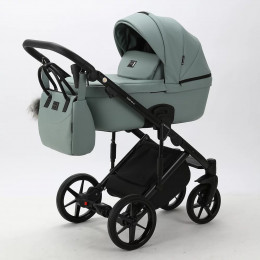 Детская коляска Adamex Lumi Air Deluxe 2 в 1 L-SA20 (СЕРО-ЗЕЛЕНАЯ КОЖА)