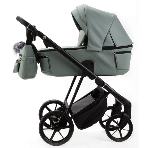 Детская коляска Adamex Vasco Deluxe 2 в 1 V-SA20 (СЕРО-ЗЕЛЕНАЯ КОЖА)