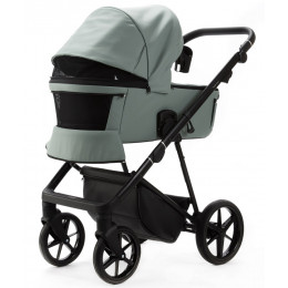 Детская коляска Adamex Vasco Deluxe 2 в 1 V-SA20 (СЕРО-ЗЕЛЕНАЯ КОЖА)