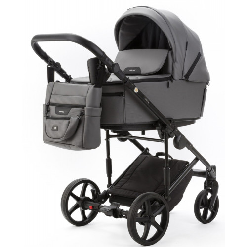 Детская коляска Adamex Zico Deluxe New 2 в 1 ZN-SA04 СЕРАЯ КОЖА