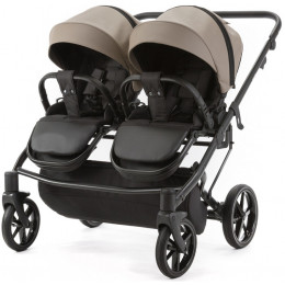 Детская коляска для двойни Adamex Leo Duo Deluxe 3 в 1 DUO-SA9 (Т.БЕЖЕВАЯ КОЖА)