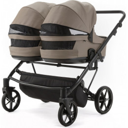 Детская коляска для двойни Adamex Leo Duo Deluxe 3 в 1 DUO-SA9 (Т.БЕЖЕВАЯ КОЖА)