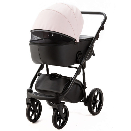 Детская коляска Adamex Nola Deluxe 2 в 1 N-SD102 (РОЗОВ.ПУДРА КОЖА + ЧЕРН.КОЖА)