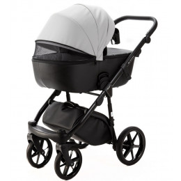 Детская коляска Adamex Nola Deluxe 3 в 1 N-SD107 (СВ.СЕР.КОЖА + ЧЕРН.КОЖА)