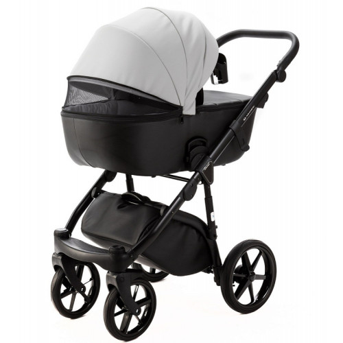 Детская коляска Adamex Nola Deluxe 3 в 1 N-SD107 (СВ.СЕР.КОЖА + ЧЕРН.КОЖА)