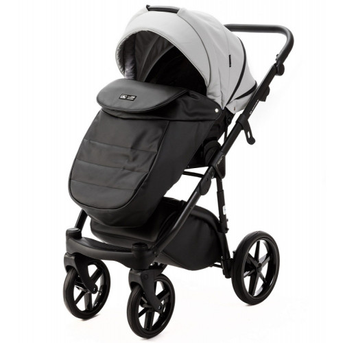 Детская коляска Adamex Nola Deluxe 3 в 1 N-SD107 (СВ.СЕР.КОЖА + ЧЕРН.КОЖА)