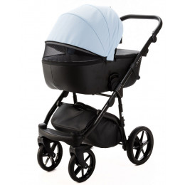 Детская коляска Adamex Nola Deluxe 3 в 1 N-SD112 (ГОЛУБАЯ КОЖА + ЧЕРН.КОЖА)