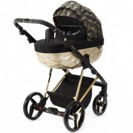 Детская коляска Adamex Quantum Star 2 в 1 Q-STAR58 (ЧЕРНЫЙ+ЗОЛОТОЙ ОРНАМЕНТ+ЗОЛОТО ДНО+ЗОЛОТО РАМА)