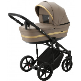 Детская коляска Adamex Rimini Deluxe 2 в 1 RI214 Т.БЕЖ.КОЖА+ЗОЛОТО.ОТДЕЛКА