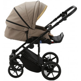 Детская коляска Adamex Rimini Deluxe 2 в 1 RI214 Т.БЕЖ.КОЖА+ЗОЛОТО.ОТДЕЛКА