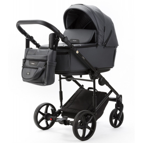 Детская коляска Adamex Zico Deluxe New 2 в 1 ZN-SA05 ТЕМНО-СЕРАЯ КОЖА