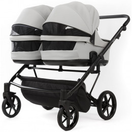 Детская коляска для двойни Adamex Leo Duo Deluxe 2 в 1 DUO-SA3 (СВ.СЕРАЯ КОЖА)